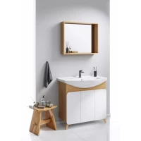 Комплект мебели дуб золотой/белый матовый 87,5 см Aqwella Basic BAS0108DZ + 4620008197456 + BAS0210DZ