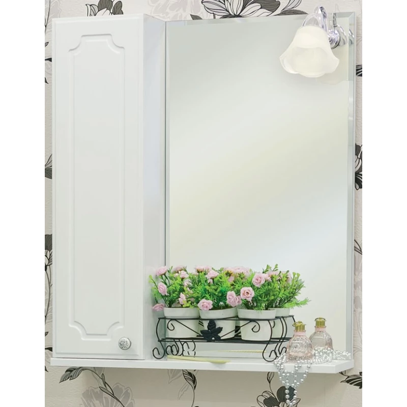 Зеркальный шкаф 60x72,8 см белый глянец L Sanflor Ксения H0000000116