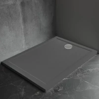 Душевой поддон Veconi Pietra PT-AG-10090-RU 100x90 см, из литьевого мрамора, прямоугольный, темно-серый