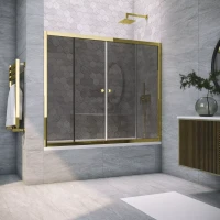 Шторка на ванну Vegas Glass Z2V TUR NOVO 150 09 07 150 см, профиль золотой, стекло графитовое