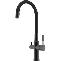 Смеситель для кухни Lemark Expert LM5083BL-Black с подключением к фильтру, гибким изливом, черный матовый