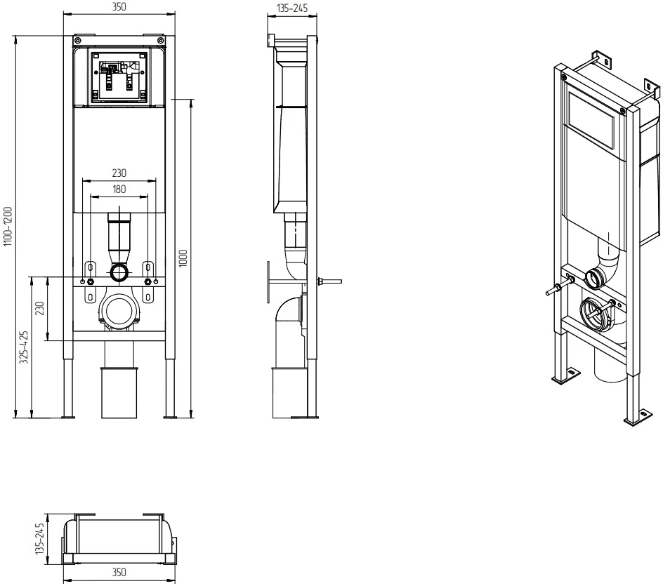 Комплект подвесной унитаз + система инсталляции Cersanit Delfi SET-DEL/Black/TPL/Cg-w SET-DEL/Black/TPL/Cg-w - фото 4