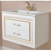 Тумба с раковиной белый матовый золотая патина 78 см Atoll Валери