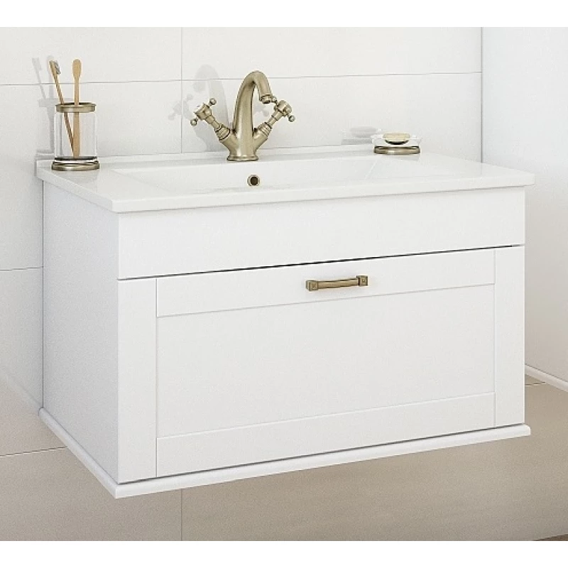 Комплект мебели белый матовый 75 см Sanflor Ванесса C000005880 + 4640021062210 + C000005878