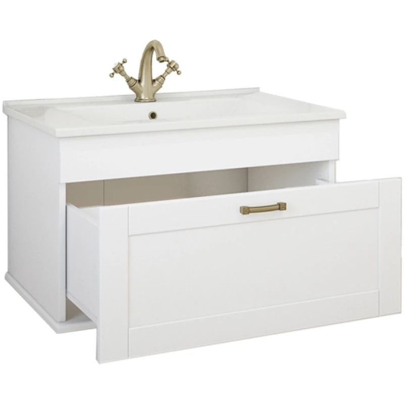Комплект мебели белый матовый 75 см Sanflor Ванесса C000005880 + 4640021062210 + C000005878