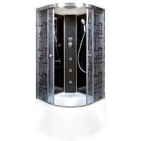 Душевая кабина 90x90x220 см Deto BM4590GMBLACK матовое с прозрачным узором