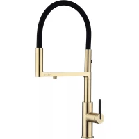 Смеситель для кухни Paulmark Tornado To213402-LG с подключением к фильтру, гибким изливом, светлое золото