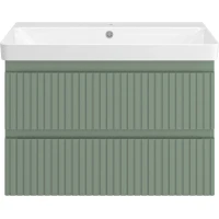 Тумба с раковиной Brevita Victory VIC-09080-0802Я + 11080-KL 80,5 см, подвесная, зеленый матовый