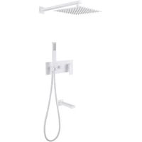 Душевой комплект Abber Daheim AF8217W 250 мм, со смесителем, белый матовый