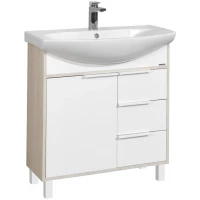 Тумба с раковиной белый глянец/ясень фабрик 80,5 см Акватон Рико 1A2154K1RIB90