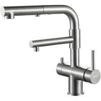 Смеситель для кухни Zorg SZR-3216 с подключением к фильтру, выдвижным изливом, нержавеющая сталь