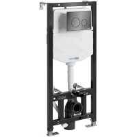 Инсталляция для унитаза WasserKRAFT Aller 10 10TLT.010.ME.PB02 с кнопкой смыва, черный глянец