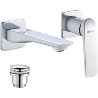 Смеситель для раковины Lemark Allegro LM5936CW встраиваемый, с донным клапаном, хром/белый