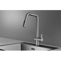 Смеситель для кухни Granula PF7273-D1,SM CoolStart, с подключением к фильтру, выдвижным изливом, матовая сталь