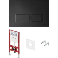 Инсталляция для унитаза Tece TECEspring V S955204 с кнопкой смыва, черный матовый