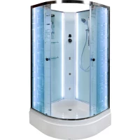 Душевая кабина 80x80x208 см Deto EM2780NLED+GM матовое с прозрачным узором