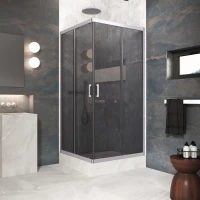 Душевой уголок Vegas Glass ZA Protec h1900 100 07 07 100x100 см, профиль матовый хром, стекло графитовое