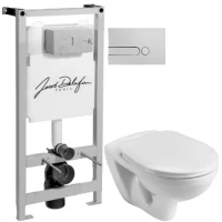 Комплект подвесной унитаз Santek Бореаль 1.WH30.2.205 + система инсталляции Jacob Delafon E5504-NF + E4326-CP