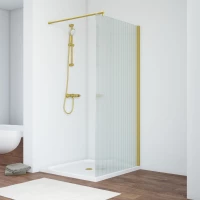 Душевая перегородка Vegas Glass EAF NOVO h2000 86 03 Moru 86 см, профиль золотой матовый, стекло рифленое
