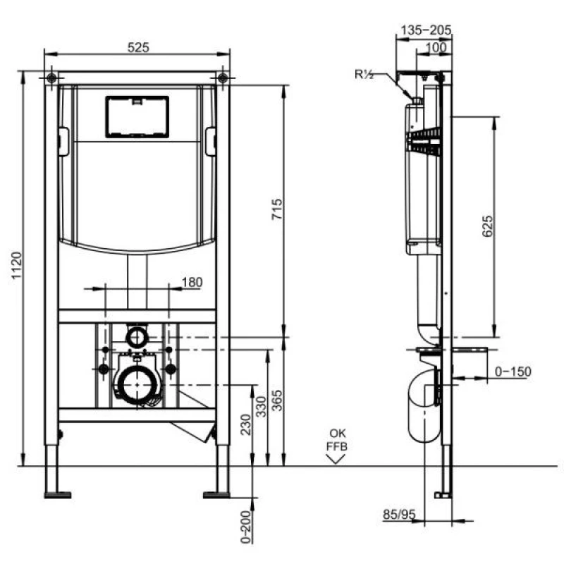 Комплект подвесной унитаз Kerama Marazzi Plaza Modern PLMR.wc.02 + PLMR.seat.02\WHT + система инсталляции Villeroy & Boch 92246100