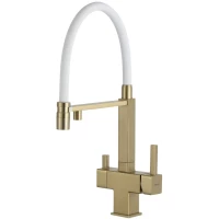 Смеситель для кухни Gappo G4395-53 с подключением к фильтру, гибким изливом, золотой матовый