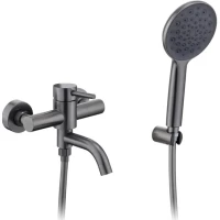 Смеситель для ванны Prohanss P31.30.09 с душевым гарнитуром, графит матовый