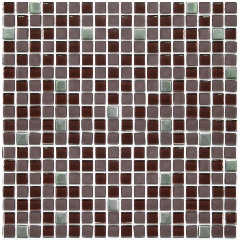 Стеклянная плитка мозаика S-845 стекло метал (1,5*1,5*8)30,5*30,5