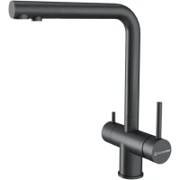 Смеситель для кухни KuchenStern Fokus FS 401GM40 CoolStart, с подключением к фильтру, выдвижным изливом, вороненая сталь
