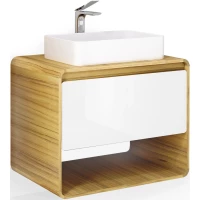 Тумба с раковиной белый/дуб 80 см Jorno Ronda Ron.01.80/P/D-W + Y18293