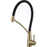 Смеситель для кухни Fmark FS8255C-01 с гибким изливом, золотой матовый/черный
