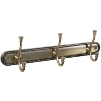 Планка с крючками Grampus Alfa GR-9505-3 для ванны, бронза