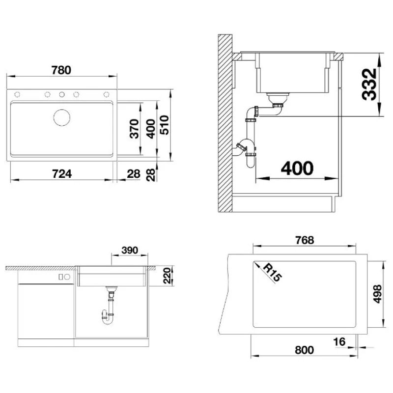 Кухонная мойка Blanco Etagon 8 InFino бетон 525302