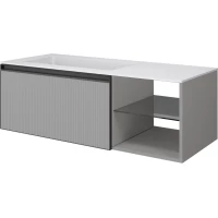 Тумба с раковиной Armadi Art Quatro Luna Fuga 790-M6-120-L-RIB-A + 793-120-W-A 121 см L, подвесная, серый матовый