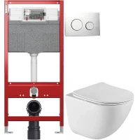 Комплект подвесной унитаз BelBagno Amanda BB051CHR + BB051SC + система инсталляции TECE 9300302 + 9240921