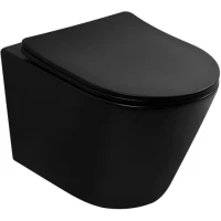 Унитаз подвесной Abber Bequem AC1102TMB безободковый, торнадо, с сиденьем микролифт, черный матовый