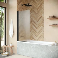 Шторка на ванну Vegas Glass EV LUX 60 02M 02 L 60 см L, профиль черный матовый, стекло шиншилла