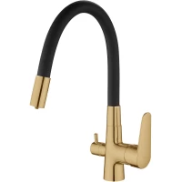 Смеситель для кухни Esko CoraL CL03GB с подключением к фильтру, гибким изливом, золотой матовый/черный