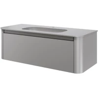 Тумба с раковиной Armadi Art Voi Luna 782-120-L + 786-120-L 122 см, подвесная, серый матовый