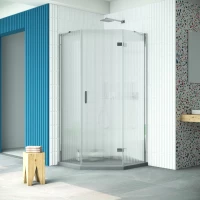 Душевой уголок Vegas Glass AFA-Pen Retta 90 08 Moru R 90x90 см R, профиль хром, стекло рифленое