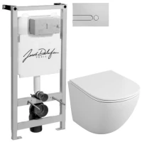 Комплект подвесной унитаз OWL 1975 Vind OWLT190302 + система инсталляции Jacob Delafon E5504-NF + E4326-CP