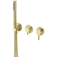 Смеситель для ванны AQUAme Siena AQM8805BG встраиваемый, с душевым гарнитуром, золотой матовый