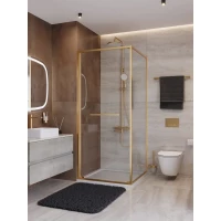 Душевой уголок Cezares Lux LUX-A-FS-1-90-C-BORO 90x90 см, профиль золотой матовый, стекло прозрачное