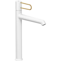 Смеситель для раковины Jacob Delafon Odeon Rive Gauche E21030-GLD-00 с донным клапаном, золотой/белый