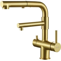 Смеситель для кухни Zorg SZR-3216 BRONZE с подключением к фильтру, выдвижным изливом, бронза