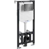 Инсталляция для унитаза WasserKRAFT Aller 10 10TLT.010.ME.PB03 с кнопкой смыва, черный глянец