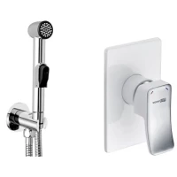 Гигиенический душ WasserKRAFT A010657WHITE со смесителем, хром/белый