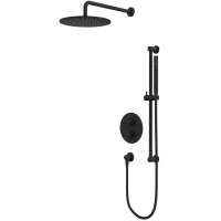 Душевой комплект Whitecross Y YSET09BL 300 мм, с термостатом, черный матовый