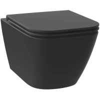 Унитаз подвесной Wellsee Pure 182604000 + 182618000 безободковый, с сиденьем микролифт, черный матовый