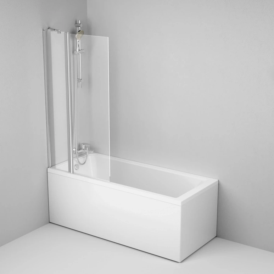 Шторка для ванны 80 см AM.PM Gem W90BS-D3W5-140CT прозрачное душевая шторка на ванну veconi palau pl 73bl 900х1500 мм прозрачное стекло 4 мм