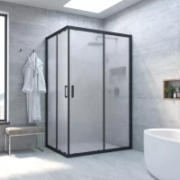 Душевой уголок Vegas Glass ZA-F NOVO h2000 85*80 02M 10 85x80 см, профиль черный матовый, стекло сатин